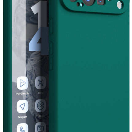 Mobizang Matte Protective Lens Flexible Back Cover for Google Pixel 9 / 9 PRO | Slim Silicone with Soft Lining Shockproof Full Body Bumper Case (Green)