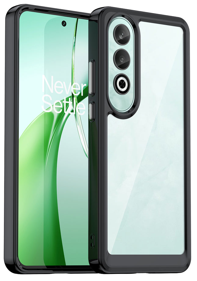 Mobizang Unicorn Acrylic Clear Back Cover For OnePlus Nord CE 4 | Slim Shockproof [Military Grade Protection] Hybrid Bumper Case (Black Sides)