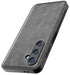 Mobizang Tux Leather Back Cover for Samsung Galaxy S24 FE | Slim Shockproof Camera Protection Bumper Case (Grey)