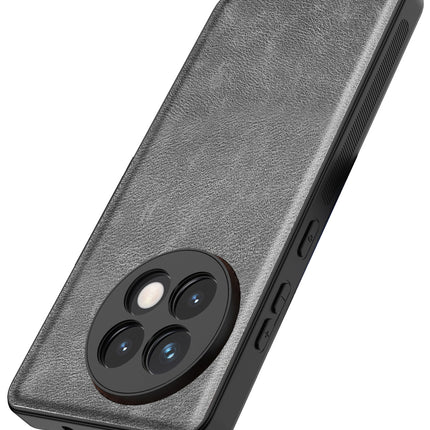 Mobizang Tux Leather Back Cover for OnePlus 13R | Slim Shockproof Camera Protection Bumper Case (Grey)