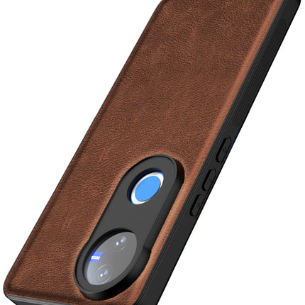 Mobizang Tux Leather Back Cover for Vivo V50 5G | Slim Shockproof Camera Protection Bumper Case (Brown)