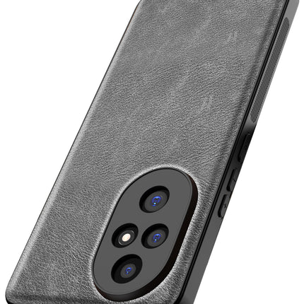 Mobizang Tux Leather Back Cover for Honor 200 Pro (5G) | Slim Shockproof Camera Protection Bumper Case (Grey)