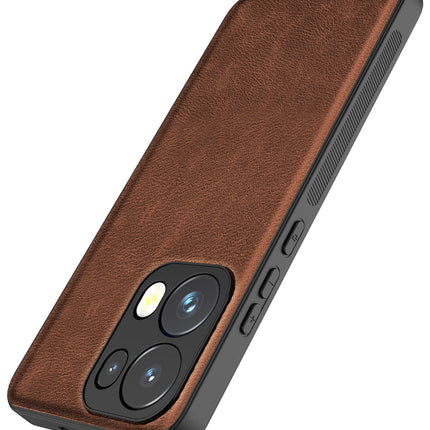 Mobizang Tux Leather Back Cover for Oppo Reno 13 Pro | Slim Shockproof Camera Protection Bumper Case (Brown)