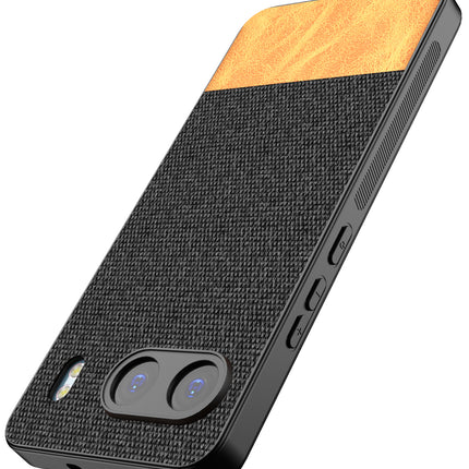 Mobizang Soft Fabric & Leather Hybrid Protective Back Cover for OnePlus Nord 4 | Shockproof Slim Hard Anti Slip Back Case (Black,Brown)