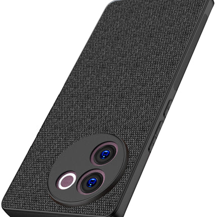Mobizang Soft Full Fabric Protective Back Case Cover for Vivo V30E (5G) | Shockproof Slim Hard Anti Slip Back Case (Black)