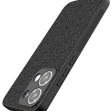 Mobizang Soft Full Fabric Protective Back Case Cover for Oppo Reno 13 5G | Shockproof Slim Hard Anti Slip Back Case (Black)