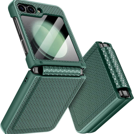 Mobizang Textured Grip Hinge Protection Back Cover for Samsung Galaxy Z Flip6 / Z Flip 6 | with [Inbuilt Glass] Full Body Shockproof Hard Back Case (Green)