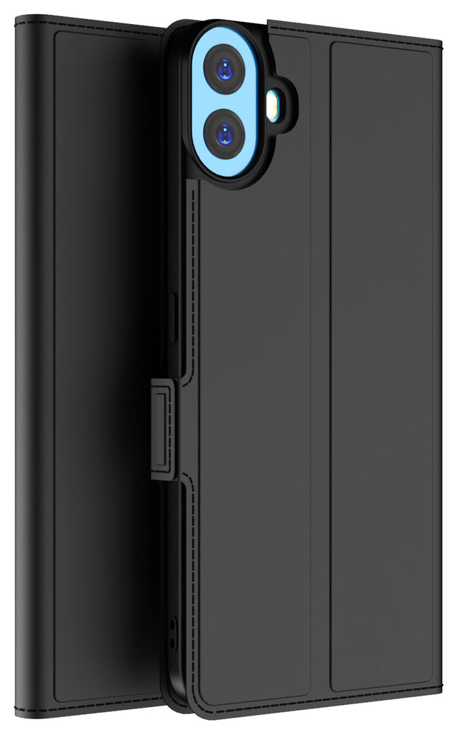Mobizang Noble Slim Magnetic Leather Flip Case Cover for Nothing CMF Phone 1 | Card Holder Stand Flip Wallet Case (Black)