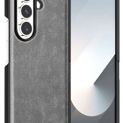 Mobizang Tux Leather Back Cover for Samsung Galaxy Z Fold 7 | Slim Shockproof Camera Protection Bumper Case (Grey)