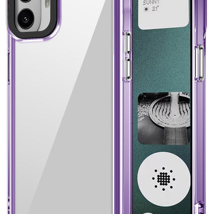 Mobizang Warrior Acrylic Clear Back Cover For Nothing CMF Phone 1 | Slim Shockproof [Military Grade Protection] Hybrid Bumper Case (Purple Sides)
