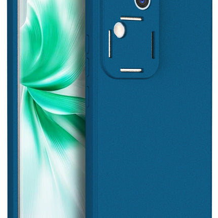 Mobizang Matte Protective Lens Flexible Back Cover for Vivo V30 (5G) | Slim Silicone with Soft Lining Shockproof Full Body Bumper Case (Blue)