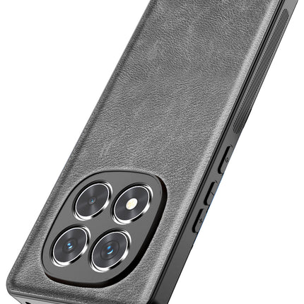 Mobizang Tux Leather Back Cover for Redmi Note 14 Pro Plus | Slim Shockproof Camera Protection Bumper Case (Grey)