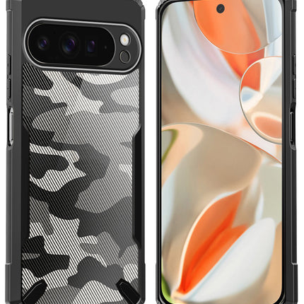 Mobizang Bull Camouflage Back Cover for Google Pixel 9 PRO XL | [Military Grade Protection] Shock Proof Slim Hybrid Bumper Case (Black)
