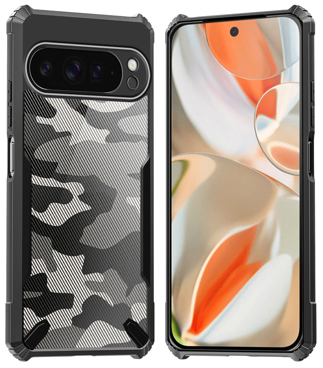 Mobizang Bull Camouflage Back Cover for Google Pixel 9 PRO XL | [Military Grade Protection] Shock Proof Slim Hybrid Bumper Case (Black)
