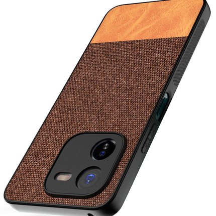 Mobizang Soft Fabric & Leather Hybrid Protective Back Cover for IQOO Z9X | Shockproof Slim Hard Anti Slip Back Case (Brown)