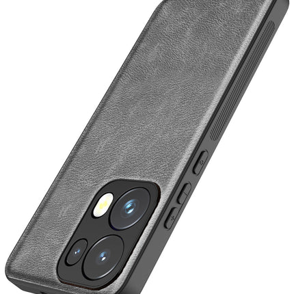 Mobizang Tux Leather Back Cover for Oppo Reno 13 Pro | Slim Shockproof Camera Protection Bumper Case (Grey)
