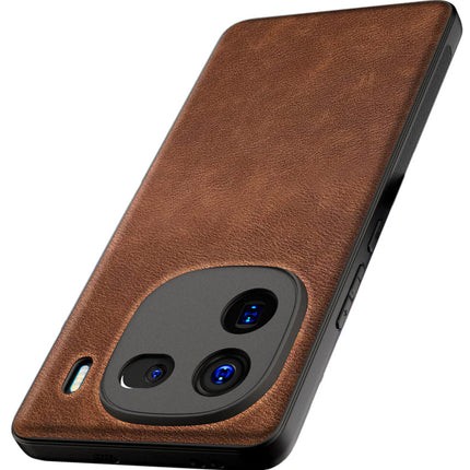 Kapa Tux Leather Back Cover for IQOO 12 (5G) | Slim Shockproof Camera Protection Bumper Case (Brown)