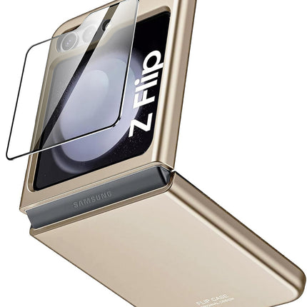 Mobizang Ultra Thin Back Case for Samsung Galaxy Flip6 / Z Flip 6 | with [Inbuilt Glass] Full Body Protection Hard Back Cover (Titanium)