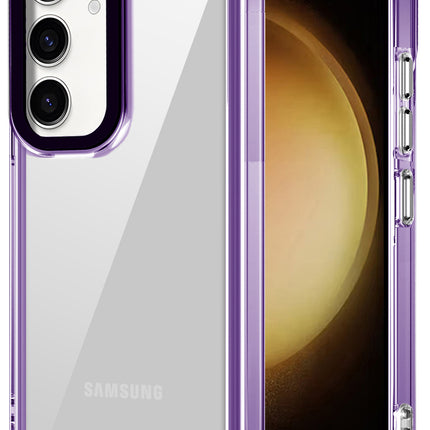 Mobizang Warrior Acrylic Clear Back Cover For Samsung Galaxy S25 | Slim Shockproof [Military Grade Protection] Hybrid Bumper Case (Purple Sides)