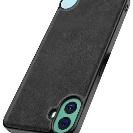 Mobizang Tux Leather Back Cover for Nothing CMF Phone 1 | Slim Shockproof Camera Protection Bumper Case (Black)