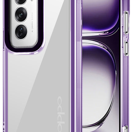 Mobizang Warrior Acrylic Clear Back Cover For Oppo Reno 12 Pro (5G) | Slim Shockproof [Military Grade Protection] Hybrid Bumper Case (Purple Sides)