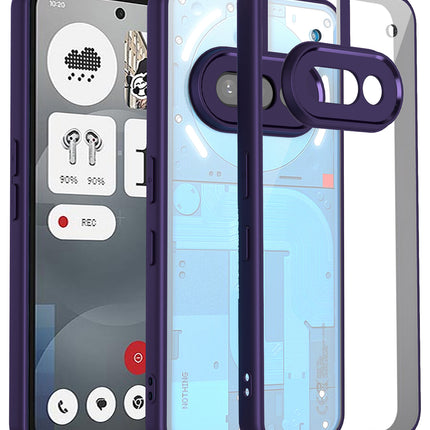 Mobizang Hawkeye Clear Back Cover for Nothing Phone 3A 5G | Camera Lens Protector Shockproof Slim Clear Case Cover (Purple Sides)