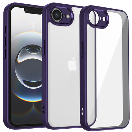 Mobizang Hawkeye Clear Back Cover for Apple iPhone 16E | Camera Lens Protector Shockproof Slim Clear Case Cover (Purple Sides)