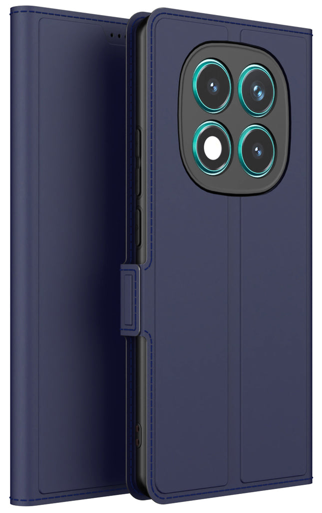 Mobizang Noble Slim Magnetic Leather Flip Case Cover for Redmi Note 14 Pro (5G) | Card Holder Stand Flip Wallet Case (Blue)