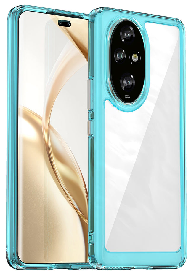 Mobizang Unicorn Acrylic Clear Back Cover For Honor 200 Pro (5G) | Slim Shockproof [Military Grade Protection] Hybrid Bumper Case (Blue Sides)