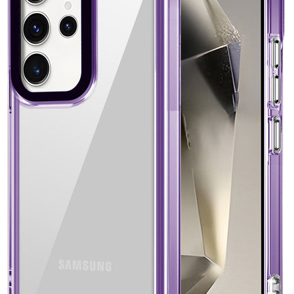 Mobizang Warrior Acrylic Clear Back Cover For Samsung Galaxy S25 Ultra | Slim Shockproof [Military Grade Protection] Hybrid Bumper Case (Purple Sides)