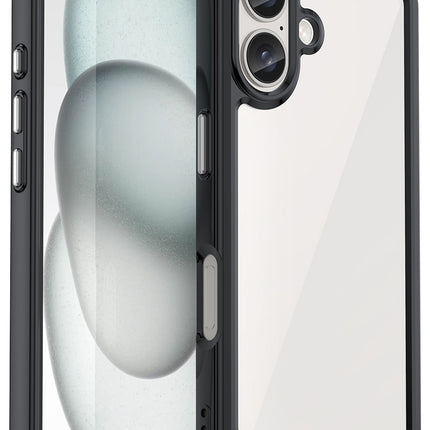 Mobizang Unicorn Acrylic Clear Back Cover For Apple iPhone 16 Plus | Slim Shockproof [Military Grade Protection] Hybrid Bumper Case (Black Sides)