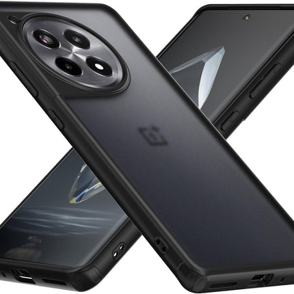 Mobizang Shield Frosted Acrylic Back Shock Proof Case Cover for Oneplus 12R (Black)