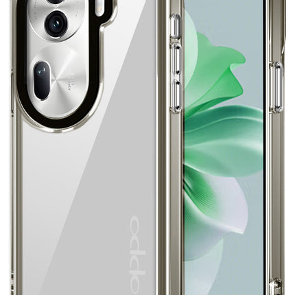 Mobizang Warrior Acrylic Clear Back Cover For Oppo Reno 11 pro | Slim Shockproof [Military Grade Protection] Hybrid Bumper Case (Grey Sides)