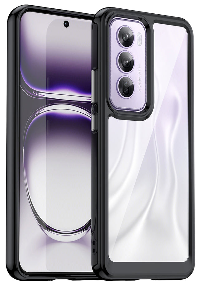 Mobizang Unicorn Acrylic Clear Back Cover For Oppo Reno 12 Pro (5G) | Slim Shockproof [Military Grade Protection] Hybrid Bumper Case (Black Sides)