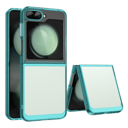 Mobizang Unicorn Acrylic Clear Back Cover For Samsung Galaxy Z Flip 6 | Slim Shockproof [Military Grade Protection] Hybrid Bumper Case (Blue Sides)