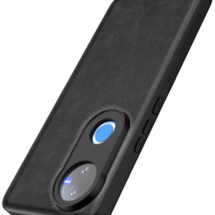 Mobizang Tux Leather Back Cover for Vivo V50 5G | Slim Shockproof Camera Protection Bumper Case (Black)