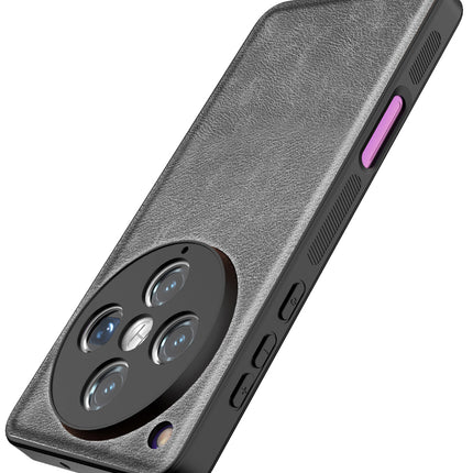 Mobizang Tux Leather Back Cover for Oppo Find X8 Pro | Slim Shockproof Camera Protection Bumper Case (Grey)
