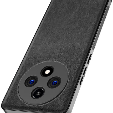 Mobizang Tux Leather Back Cover for Oppo F27 Pro / Oppo F27 Pro Plus | Slim Shockproof Camera Protection Bumper Case (Black)