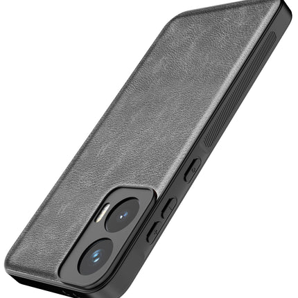 Mobizang Tux Leather Back Cover for Moto G35 | Slim Shockproof Camera Protection Bumper Case (Grey)