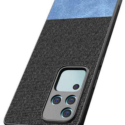 Mobizang Soft Fabric & Leather Hybrid Protective Back Cover for Vivo V30 Pro (5G) | Shockproof Slim Hard Anti Slip Back Case (Black,Blue)