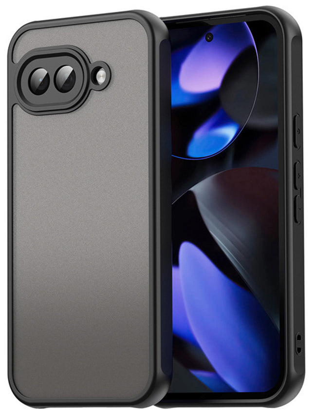 Mobizang Shield Frosted Acrylic Back Shock Proof Case Cover for Google Pixel 9A (Black)