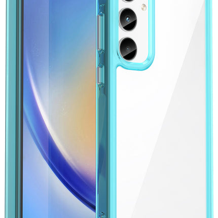 Mobizang Unicorn Acrylic Clear Back Cover For Samsung Galaxy A35 (5G) | Slim Shockproof [Military Grade Protection] Hybrid Bumper Case (Blue Sides)