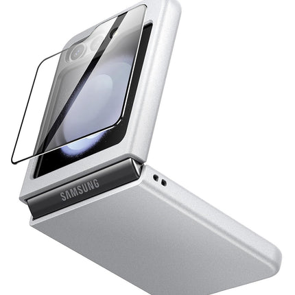 Mobizang Ultra Thin Back Case for Samsung Galaxy Flip6 / Z Flip 6 | With [Inbuilt Glass]  Full Body Protection Hard Back Cover (Silver)