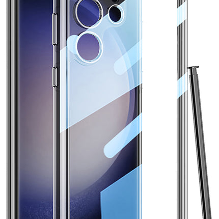 Mobizang Clear Airbag Back Case for Samsung Galaxy S25 Ultra | Transparent Shockproof Slim Hard PC Shell Protective Cover (Black)