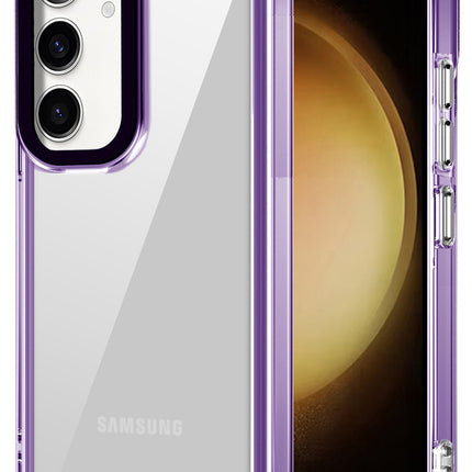 Mobizang Warrior Acrylic Clear Back Cover For Samsung Galaxy S25 Plus | Slim Shockproof [Military Grade Protection] Hybrid Bumper Case (Purple Sides)