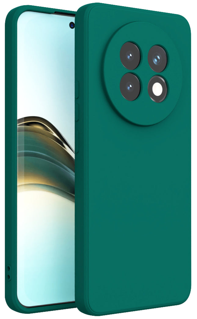 Mobizang Matte Protective Lens Flexible Back Cover for Realme 13 PRO / 13 PRO PLUS | Slim Silicone with Soft Lining Shockproof Full Body Bumper Case (Green)