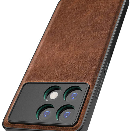 Kapa Tux Leather Back Cover for Poco X6 PRO | Slim Shockproof Camera Protection Bumper Case (Brown)