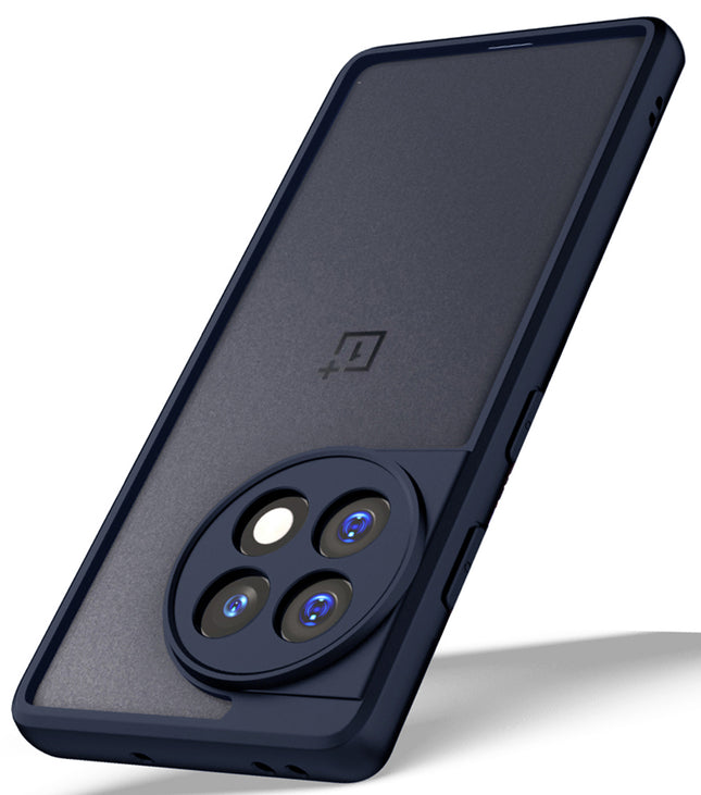 Mobizang Hawkeye Clear Back Cover for OnePlus 13R | Camera Lens Protector Shockproof Slim Clear Case Cover (Blue Sides)