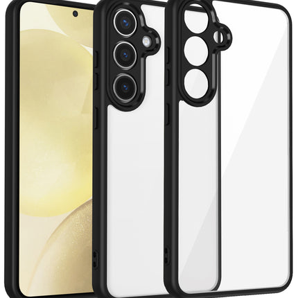Mobizang Hawkeye Clear Back Cover for Samsung Galaxy S25 | Camera Lens Protector Shockproof Slim Clear Case Cover (Black Sides)