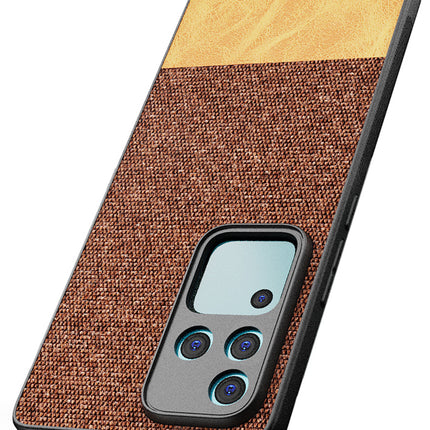 Mobizang Soft Fabric & Leather Hybrid Protective Back Cover for Vivo V30 Pro (5G) | Shockproof Slim Hard Anti Slip Back Case (Brown)